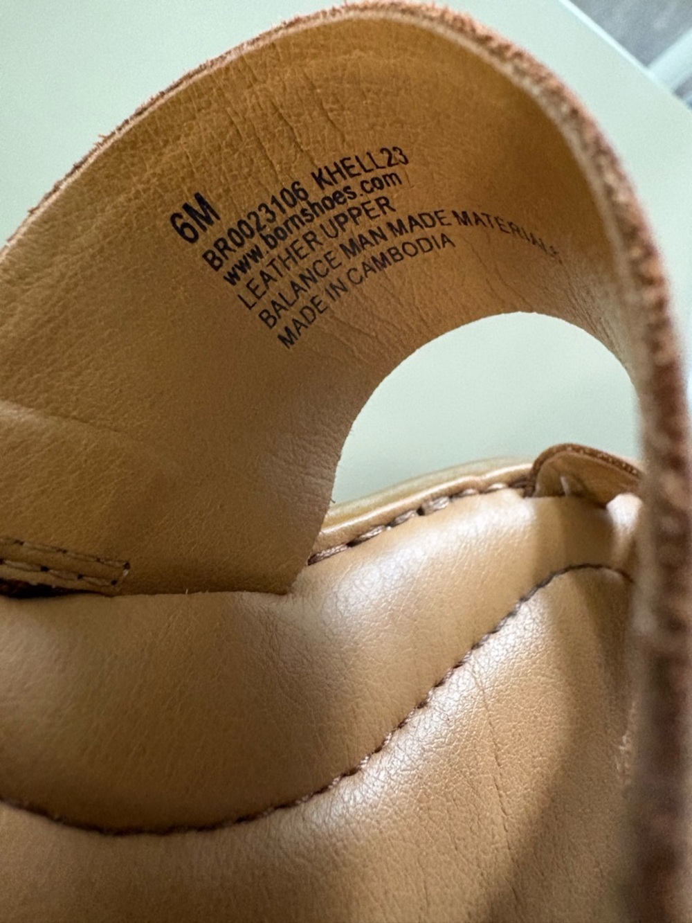 Born Tan Leather Toe-Loop Slide Sandals - Picture 3 of 3